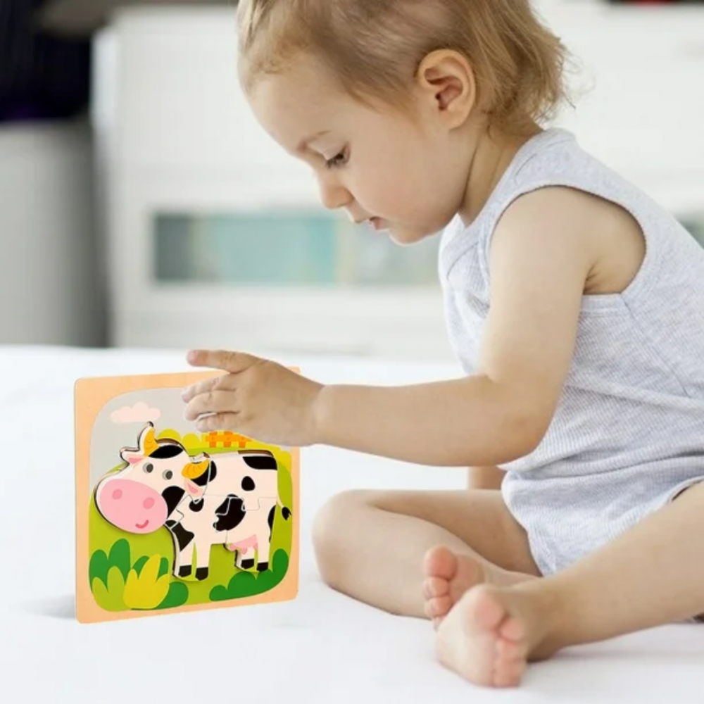 Puzzle cu 4 piese 3D, model văcuță [2]