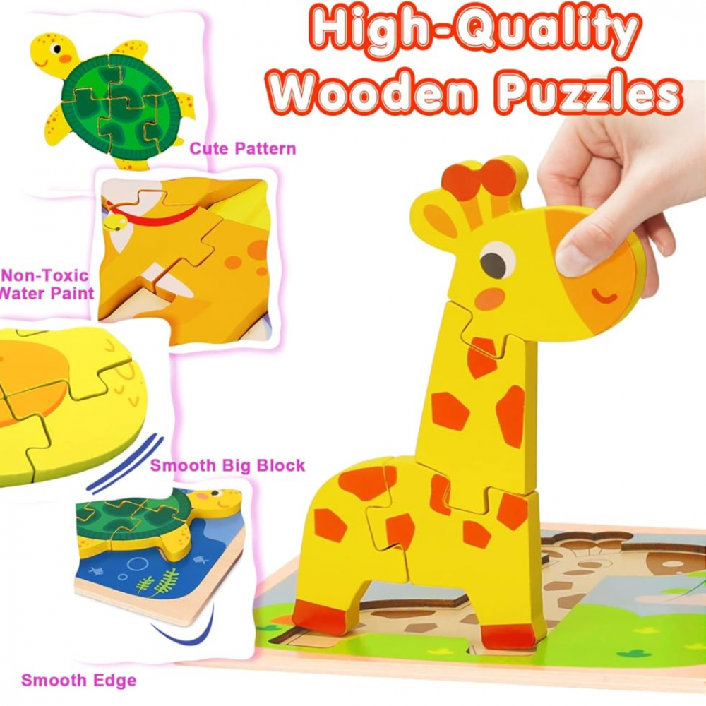 Puzzle cu 5 piese 3D, model girafă [3]