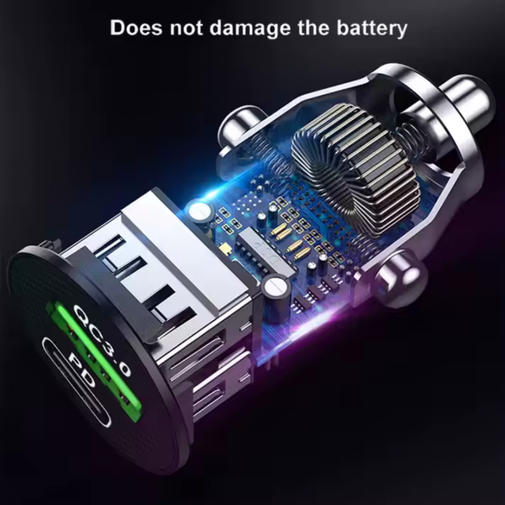 Încărcător auto 18W cu port USB și USB-C, alb [9]