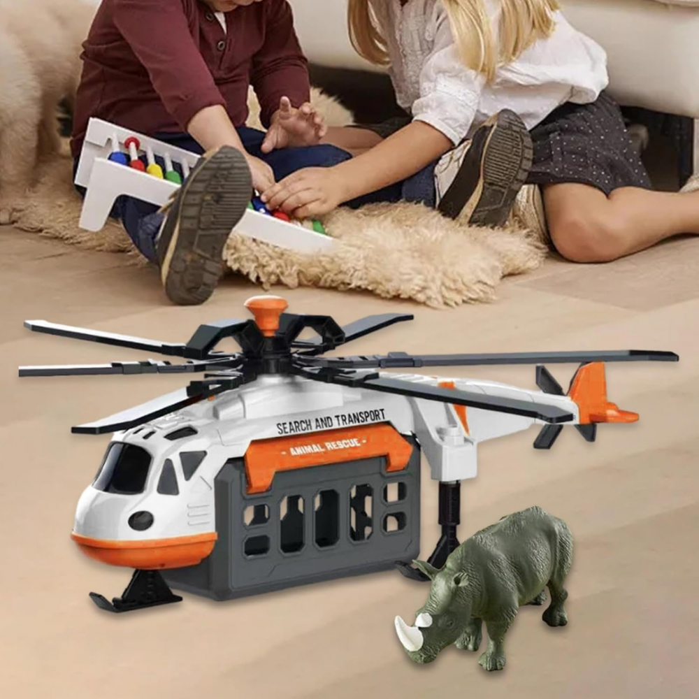 Elicopter de salvare animale sălbatice cu figurină rinocer [3]