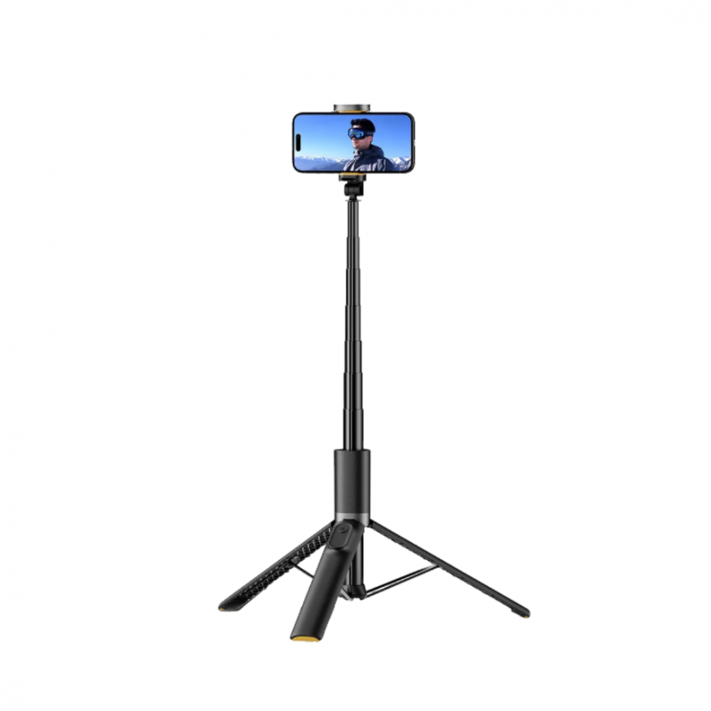 Selfie stick wireless cu trepied, Bluetooth și telecomandă, culoare negru [2]