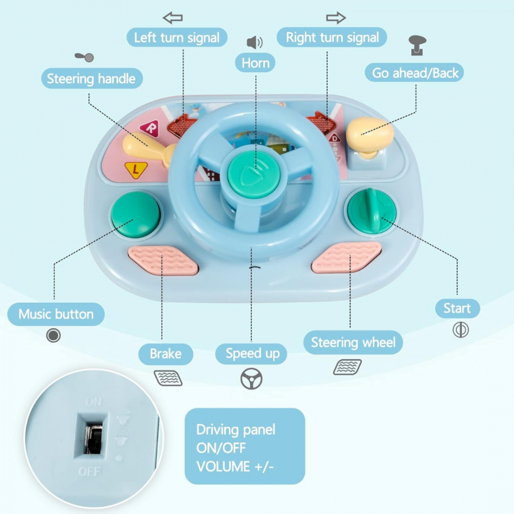 Antepremergător pentru copii, cu volan și elice, Bleu [8]