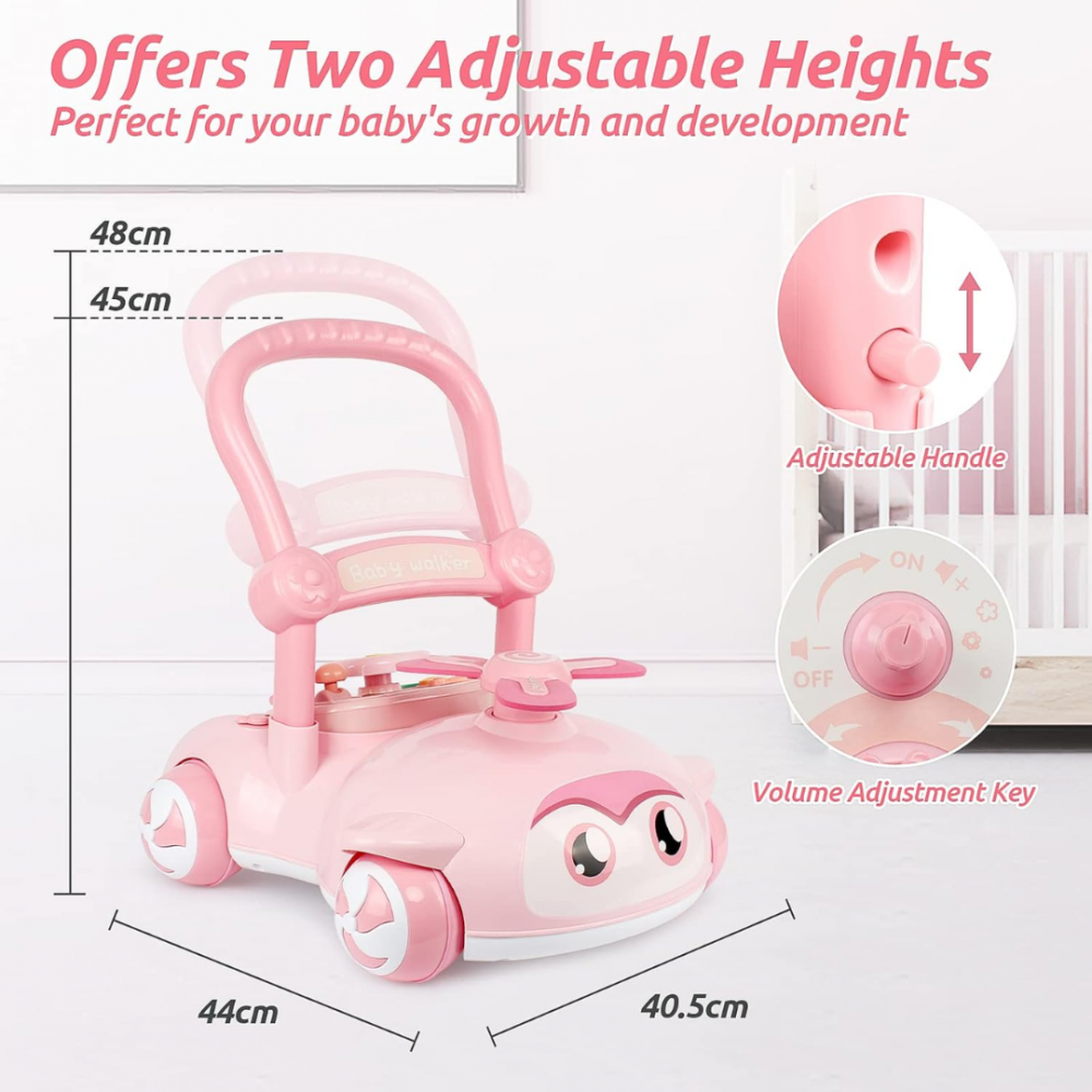 Antepremergător pentru copii, cu volan și elice, Roz [6]