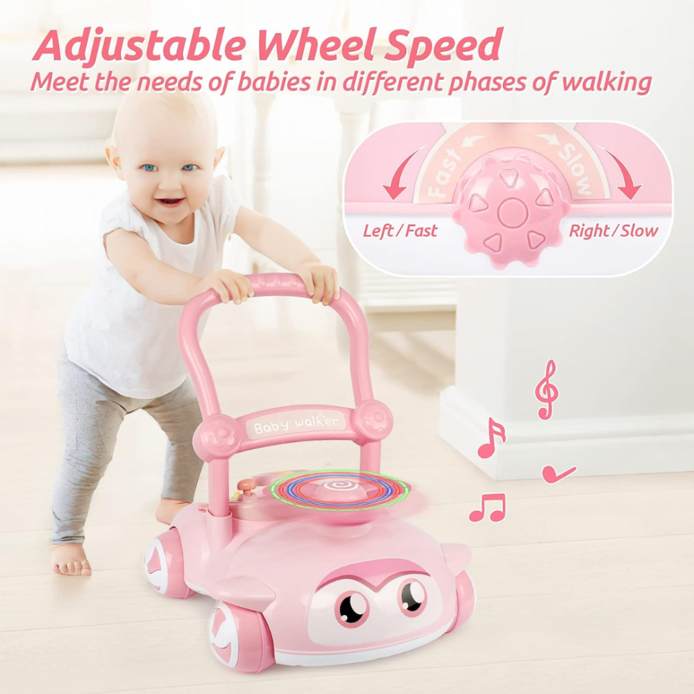 Antepremergător pentru copii, cu volan și elice, Roz [5]