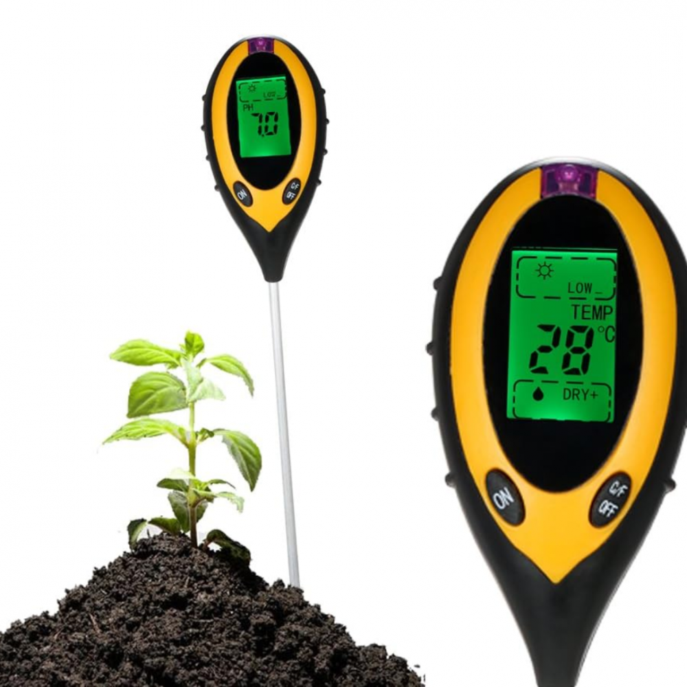 Aparat 4 în 1 pentru măsurarea nivelului pH, umidității, temperaturii și intensității solare, portabil, cu display LCD [8]