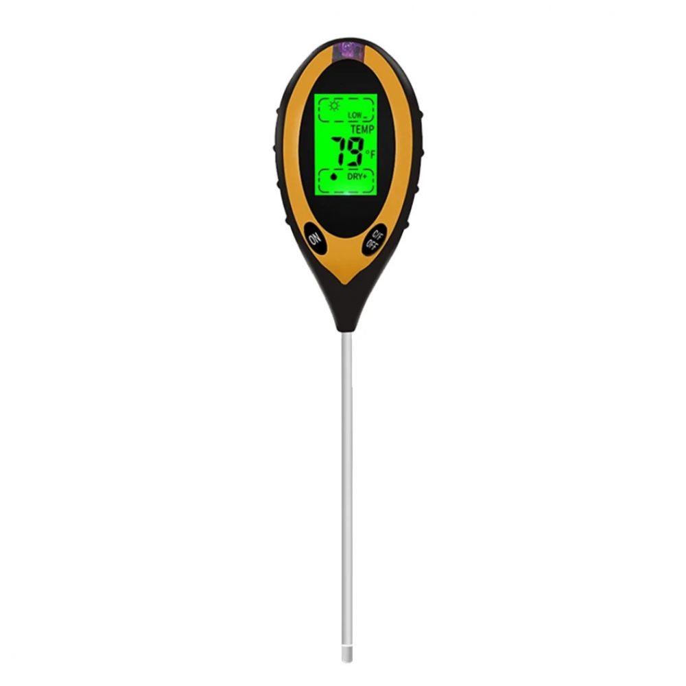 Aparat 4 în 1 pentru măsurarea nivelului pH, umidității, temperaturii și intensității solare, portabil, cu display LCD [1]