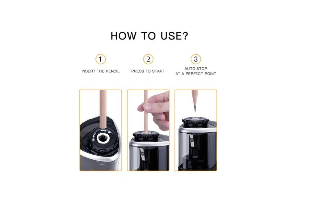 Ascutitoare electrica, pentru ascutire rapida, cu un Cap de inlocuire, ascutitoare pentru creioane, scoala, birou, acasa, Negru [5]