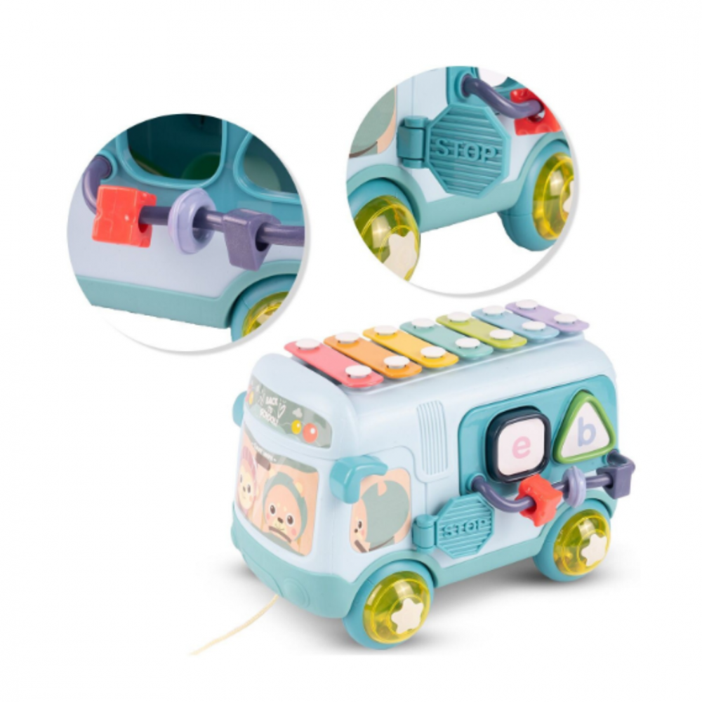 Autobuz cu xilofon și carusel de jucării, Bleu [6]