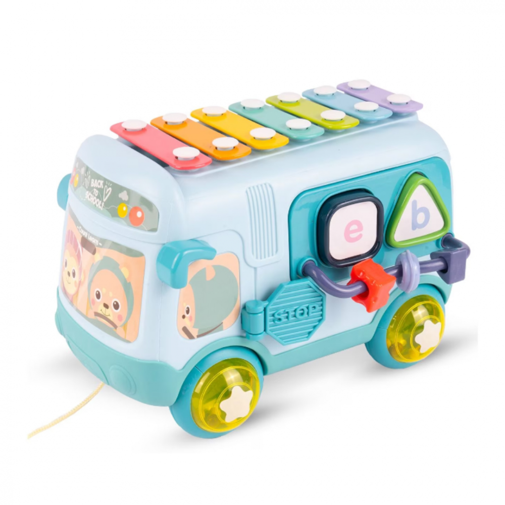 Autobuz cu xilofon și carusel de jucării, Bleu [1]