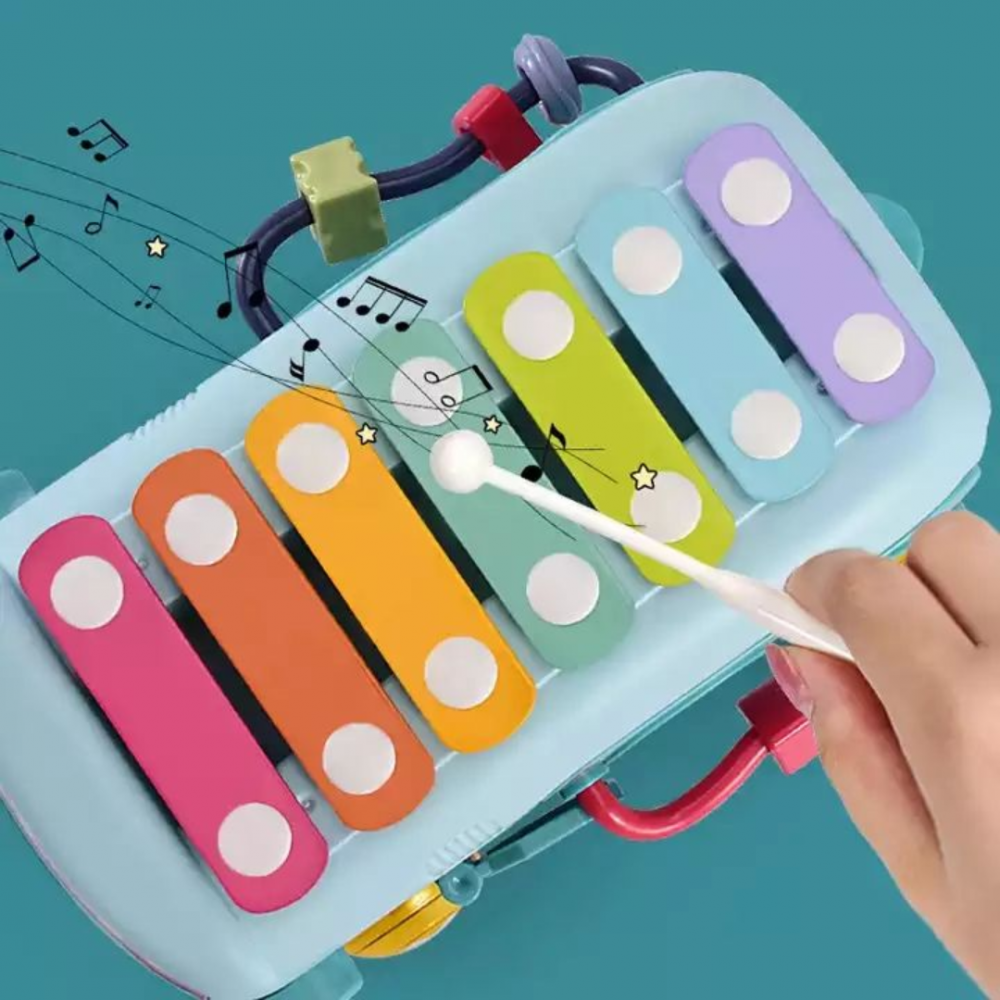 Autobuz cu xilofon și carusel de jucării, Bleu [4]