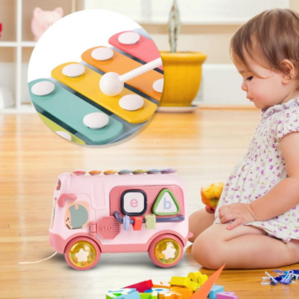 Autobuz cu xilofon și carusel de jucării, Roz [6]