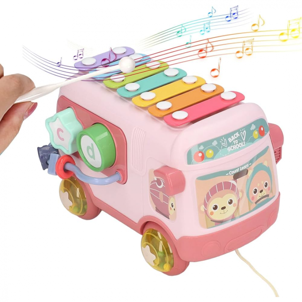 Autobuz cu xilofon și carusel de jucării, Roz [2]