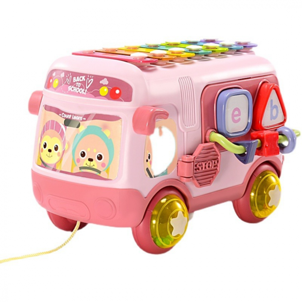 Autobuz cu xilofon și carusel de jucării, Roz [7]