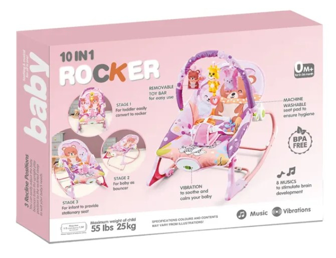 Balansoar si scaun 10 in 1 pentru bebelusi si copii, varsta 0luni +, cu vibratii calmante, greutate maxima admisa 25 kg [1]