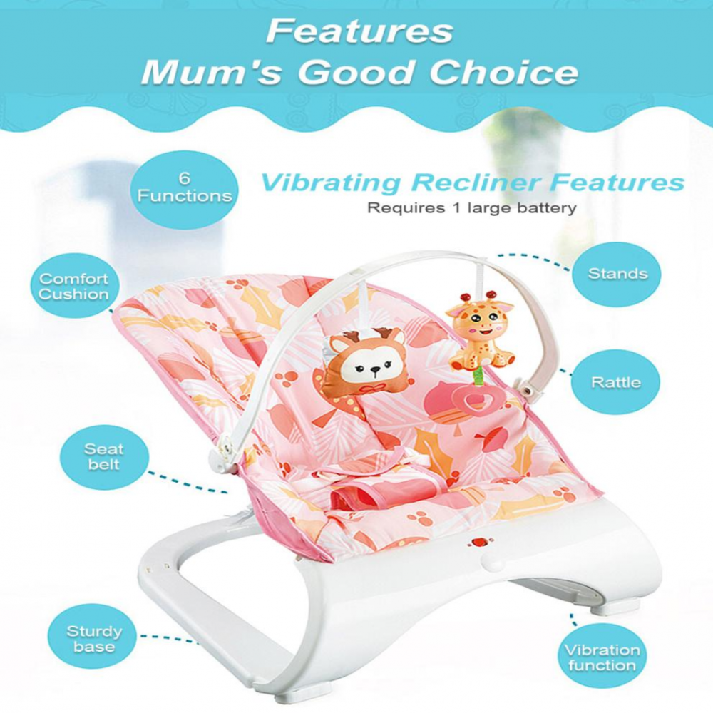 Balansoar și scaun 3 în 1 pentru bebeluși și copii, Roz [4]