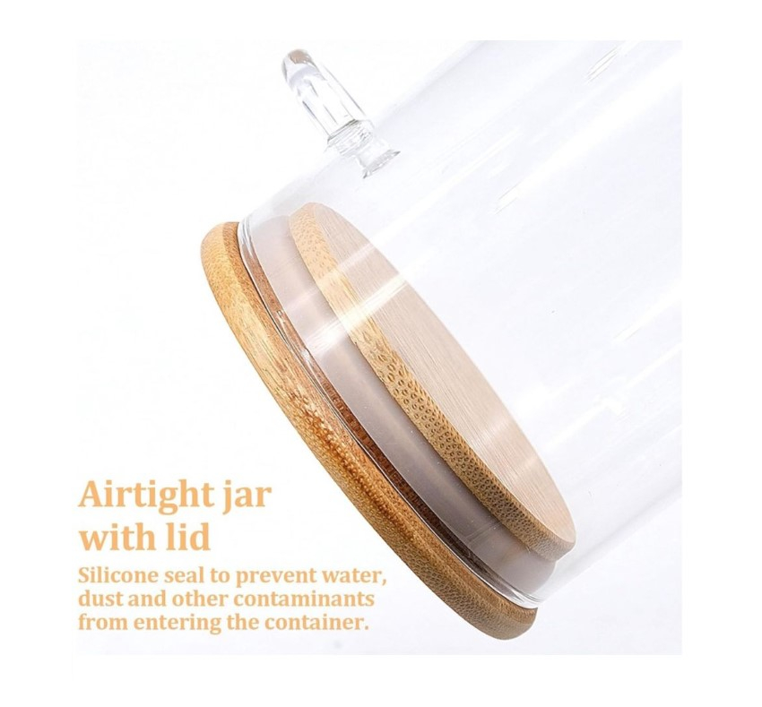 Borcan pentru depozitare, din sticla pentru depozitare cu capac ermetic din bambus si lingurita, 80x150cm [2]