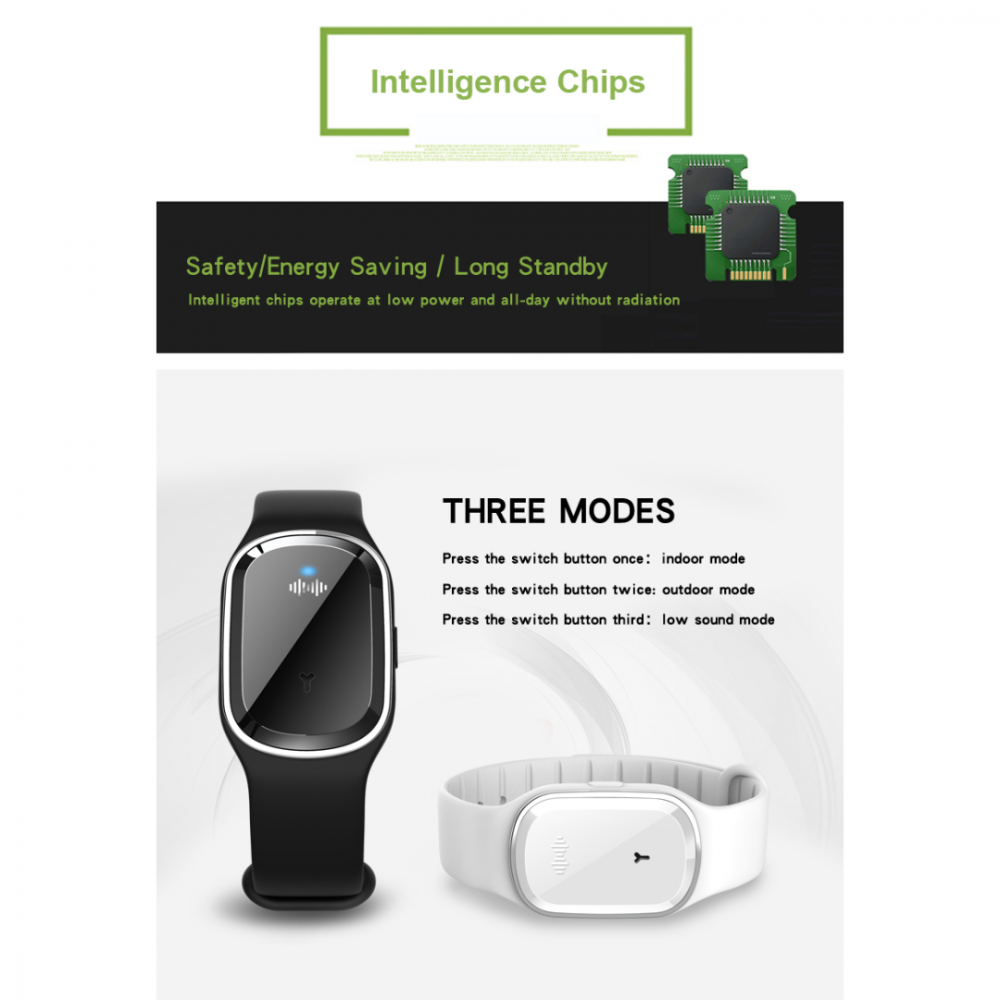 Brățară anti-țânțari cu ultrasunete, albă [4]