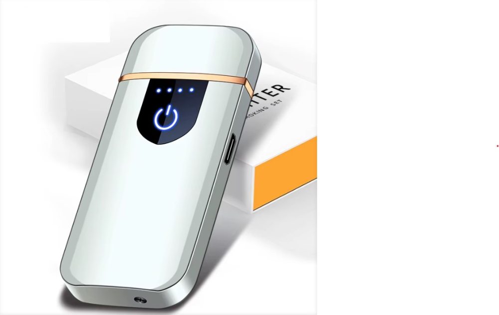 Bricheta electrica, indicator baterie cu activare Touch, reincarcabila USB, Argintiu [1]