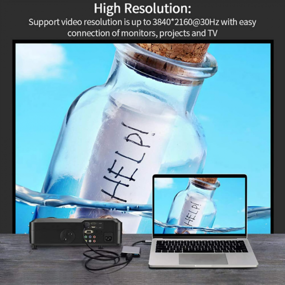 Hub USB-C 3 în 1 (USB 3.0, USB-C, HDMI), gri [6]