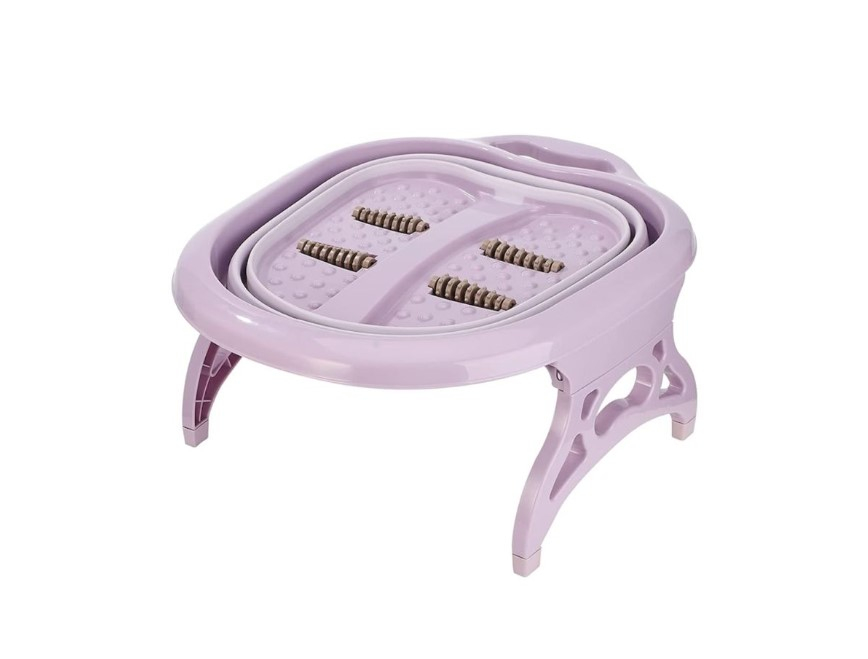 Cadita pentru picioare, design pliabil, cu role pentru masaj, mov [3]