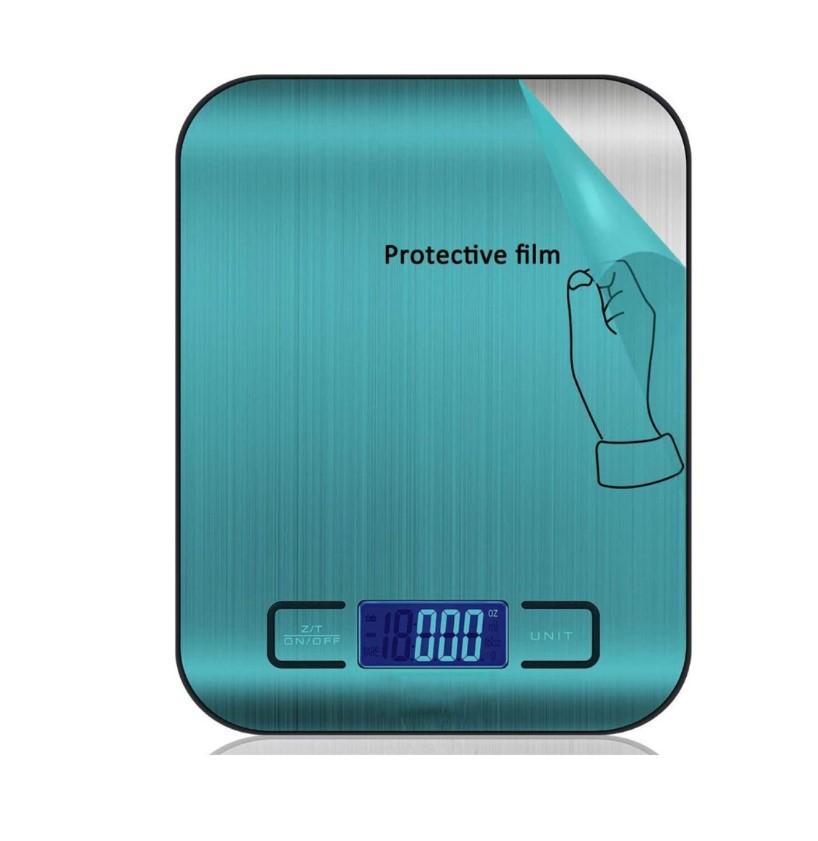 Cantar electronic de bucatarie, inox, capacitate 5kg, iluminare fundal, baterii, argintiu [4]