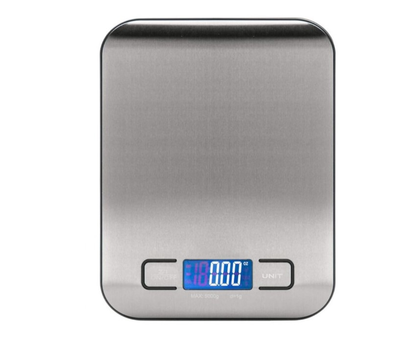 Cantar electronic de bucatarie, inox, capacitate 5kg, iluminare fundal, baterii, argintiu [3]