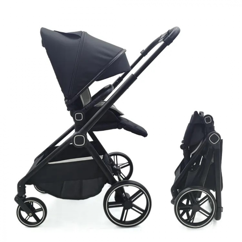 Cărucior copii 2 în 1, cu înălțător, Negru [2]