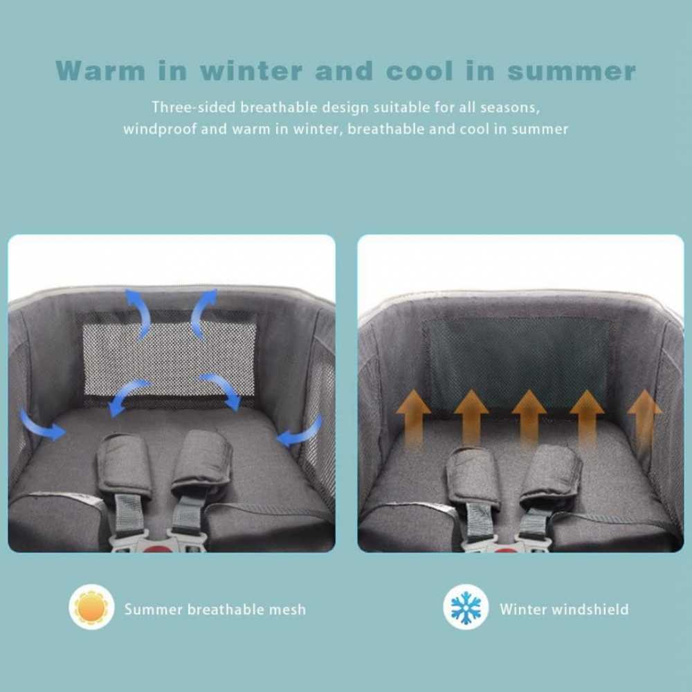 Cărucior copii 3 în 1, cu scaun auto, Gri Închis [4]