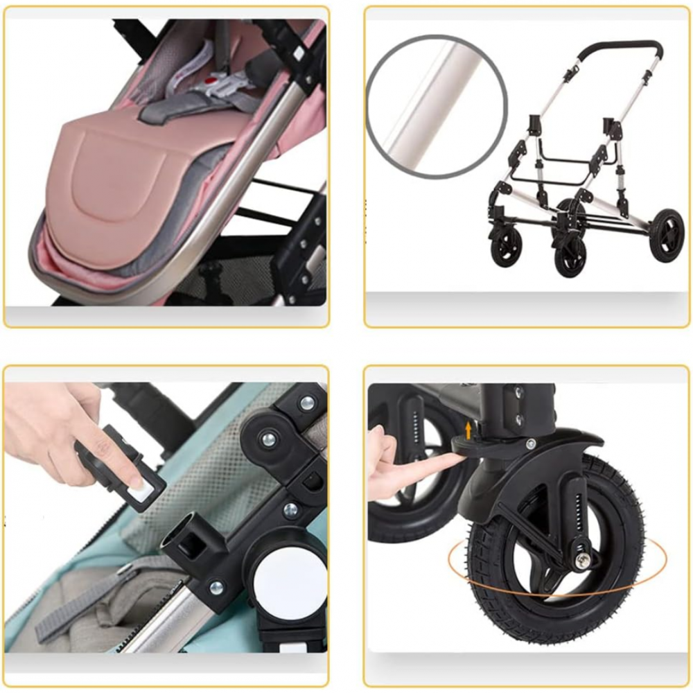 Cărucior copii 3 în 1, cu scaun auto, Gri Închis [2]