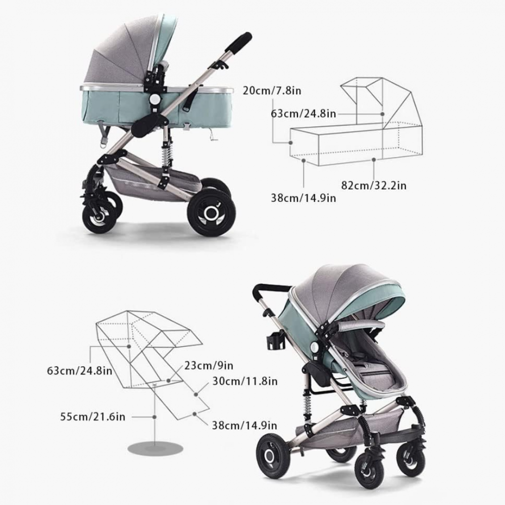 Cărucior copii 3 în 1, cu scaun auto, Gri Închis [7]