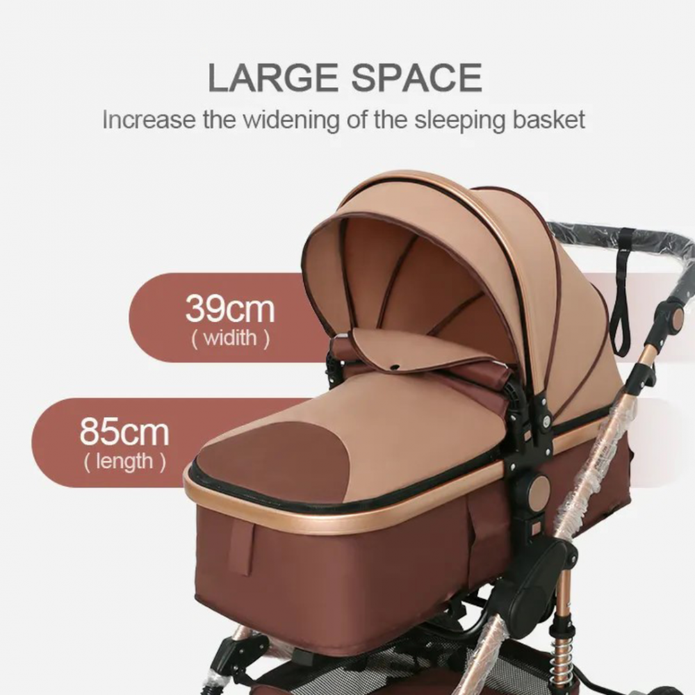 Cărucior copii 3 în 1, cu scaun auto, Kaki [5]