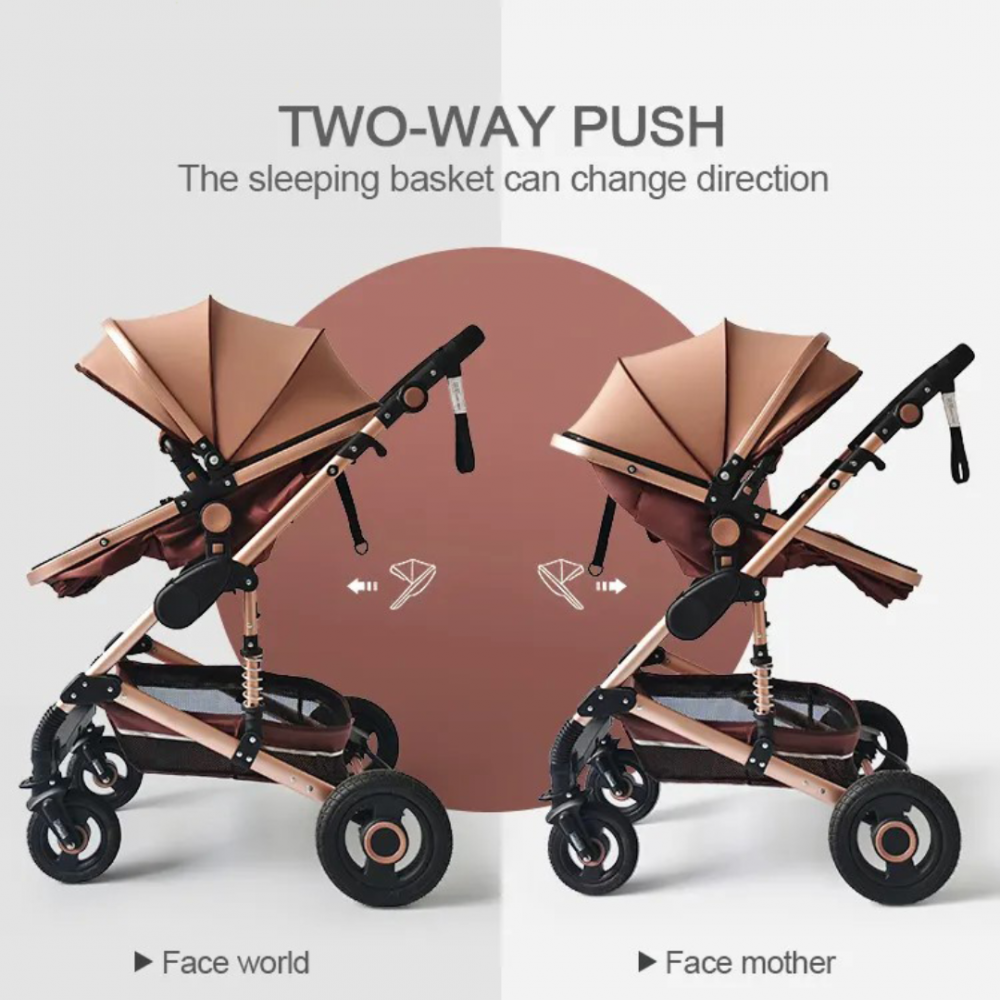 Cărucior copii 3 în 1, cu scaun auto, Kaki [3]