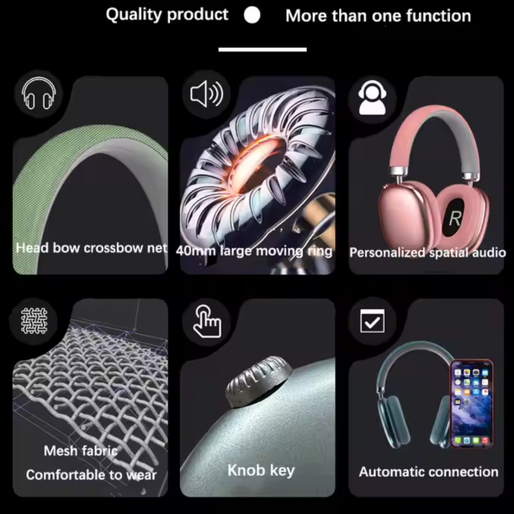 Casti Over the Ear, Wireless, Bluetooth 5.3, Sunet HiFi, Stereo Surround, Gri [3]