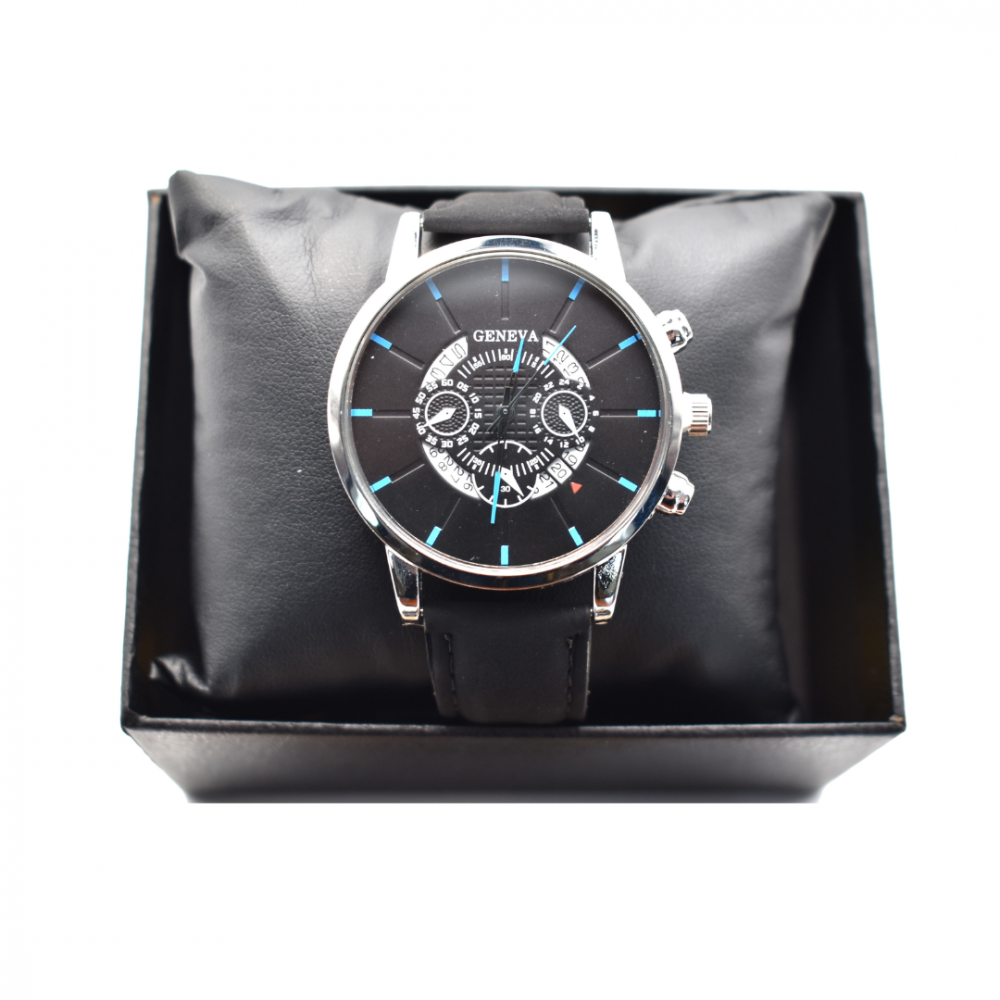 Ceas bărbătesc cu 3 brățări, rezistent la apă, negru/albastru [4]