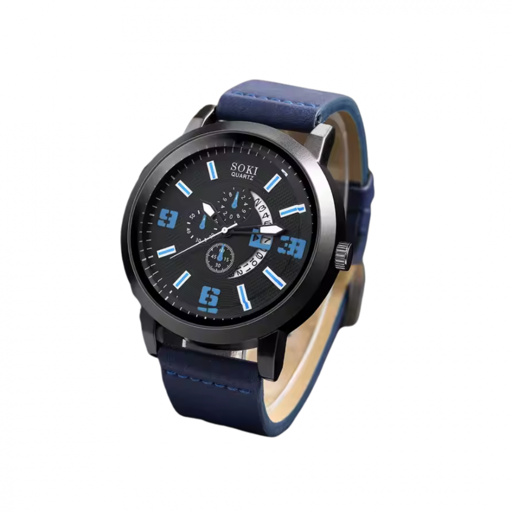 Ceas bărbătesc cu 3 brățări, negru/albastru [1]