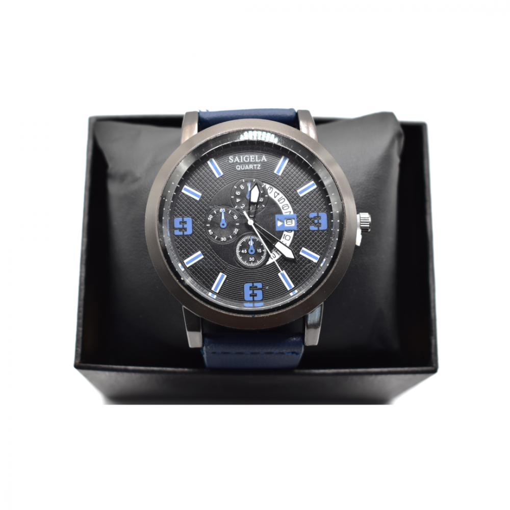 Ceas bărbătesc cu 3 brățări, negru/albastru [5]