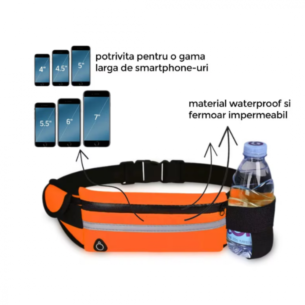 Centură alergare tip borsetă, portocaliu [6]
