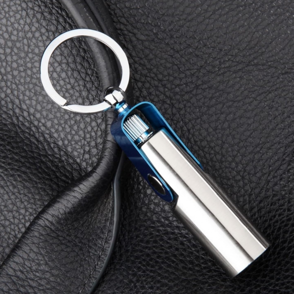 Chibrit reîncărcabil cilindric, argintiu/albastru [8]