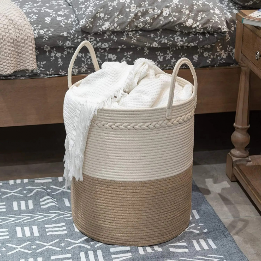 Coș depozitare din sfoară de bumbac, Crem/Bej [2]