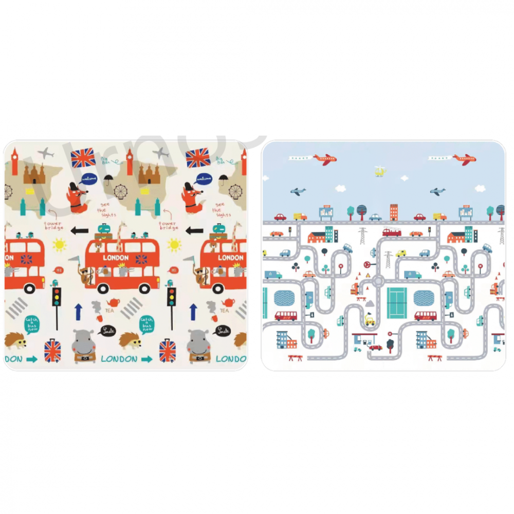 Covoraș pliabil pentru joacă, spumă XPE antișoc, reversibil, model Londra [3]