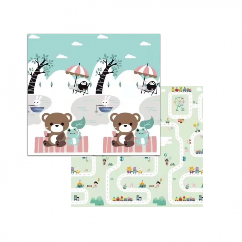 Covoraș pliabil pentru joacă, spumă XPE antișoc, reversibil, model ursuleț [1]