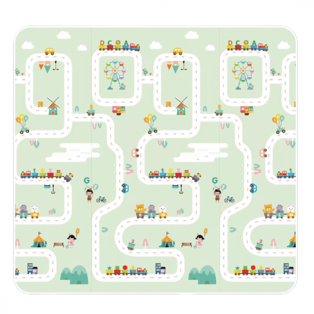 Covoraș pliabil pentru joacă, spumă XPE antișoc, reversibil, model ursuleț [2]