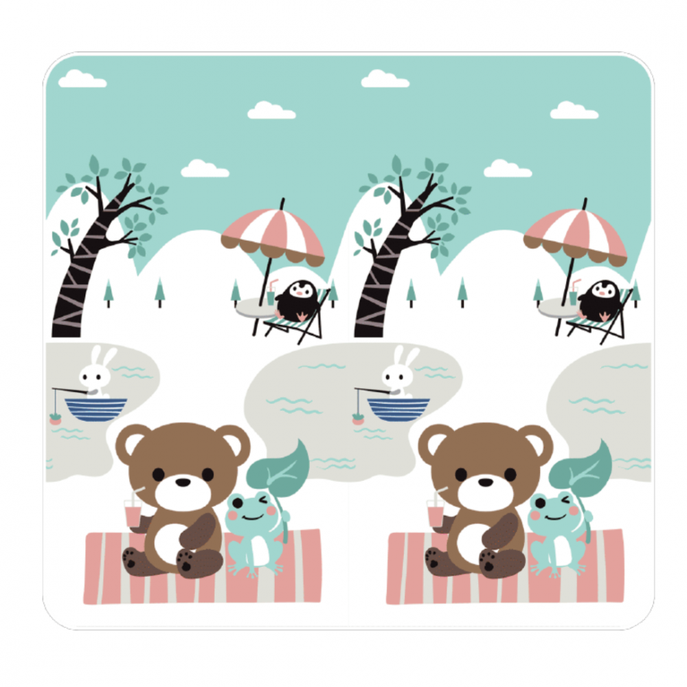 Covoraș pliabil pentru joacă, spumă XPE antișoc, reversibil, model ursuleț [3]