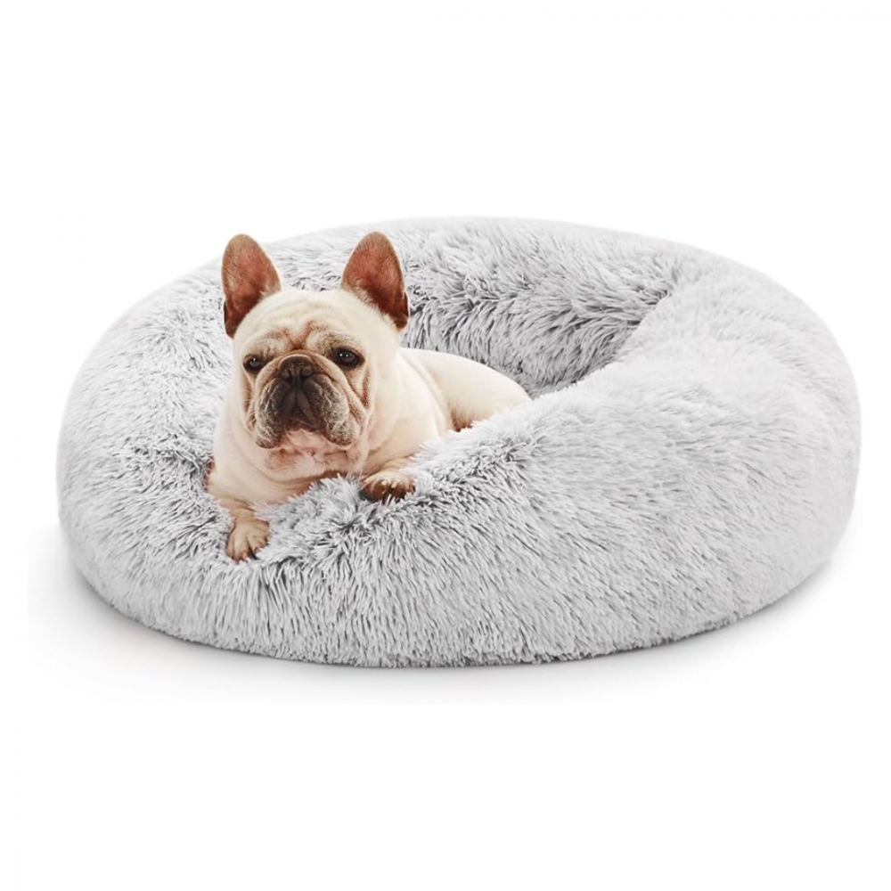 Culcuș pentru animale de companie, căptușit, diametru 40 cm, detașabil, ușor de spălat, Gri [1]