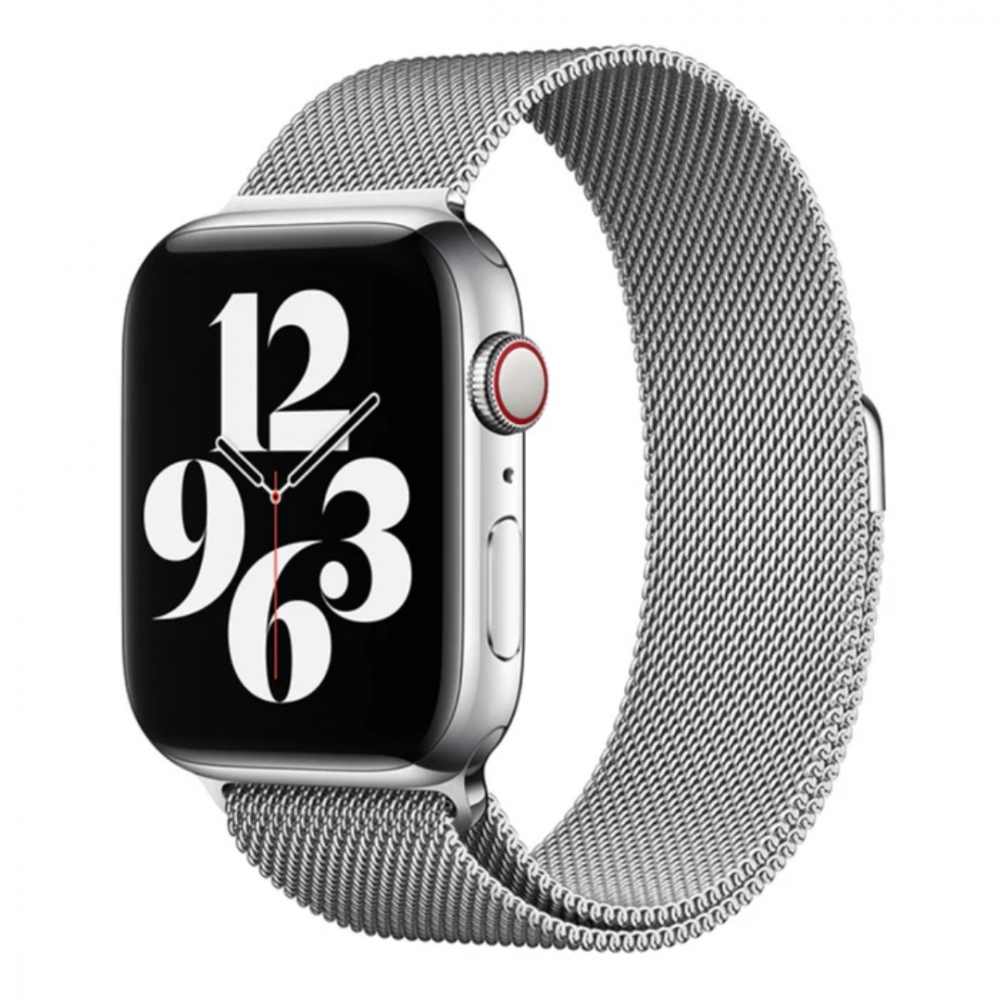 Curea Milanese compatibil cu Apple Watch 38/40/41 mm, reglabila, catarama magnetica, Argintiu [8]