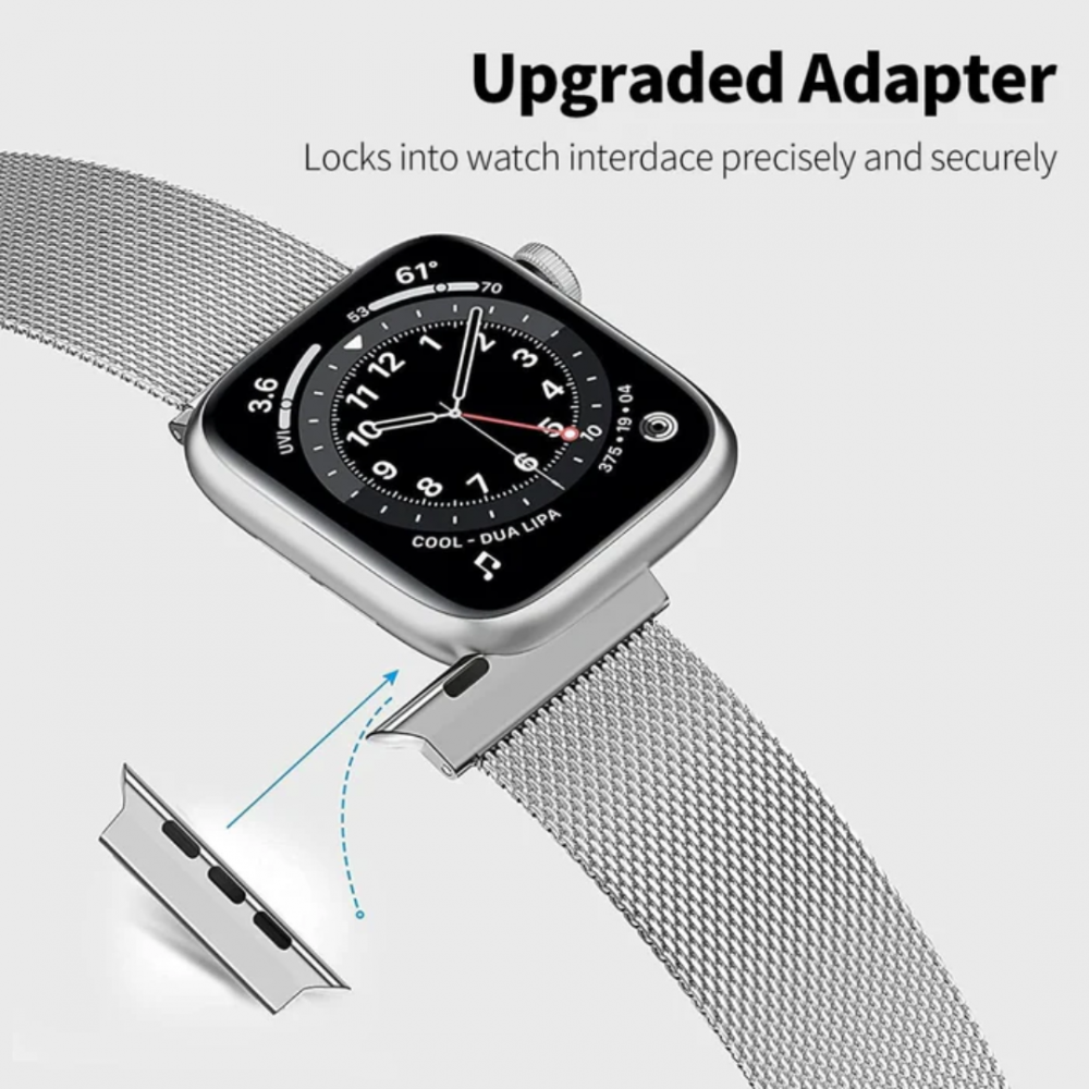 Curea Milanese compatibil cu Apple Watch 42/44/45/49 mm, reglabila, catarama magnetica, Space Gray [2]