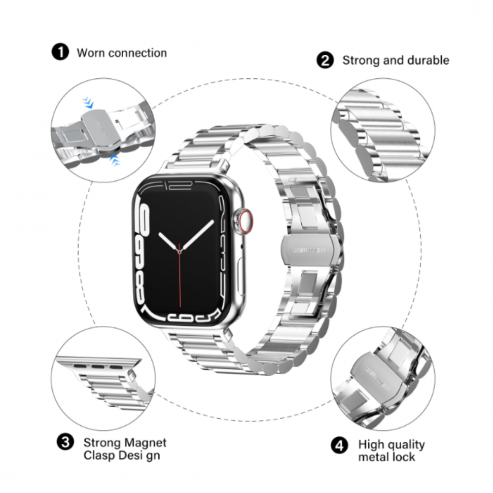 Curea din oțel inoxidabil compatibil cu Apple Watch 38/40/41mm [4]