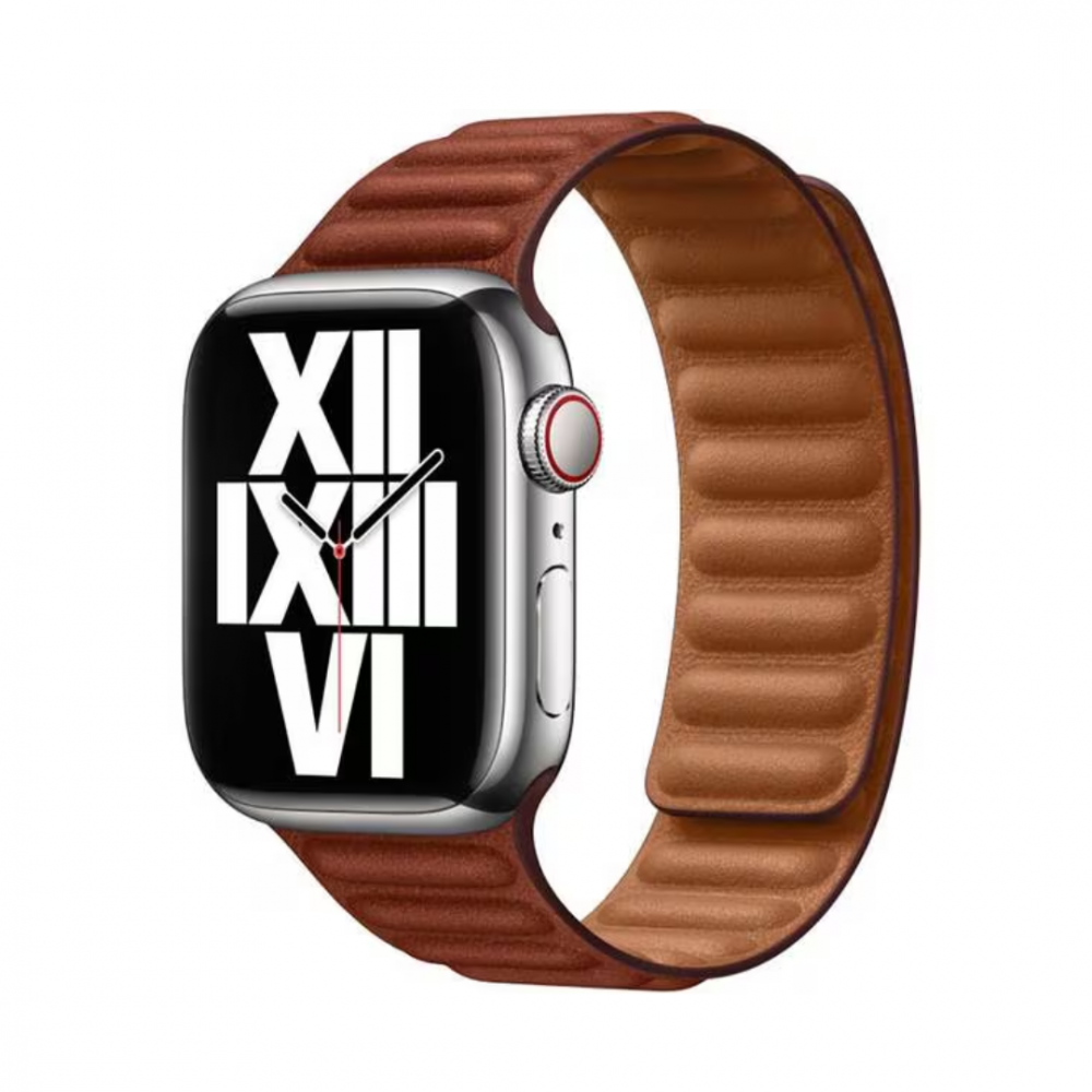 Curea magnetică din piele compatibila cu Apple Watch 42/44/45/49mm, reglabila, Maro [1]