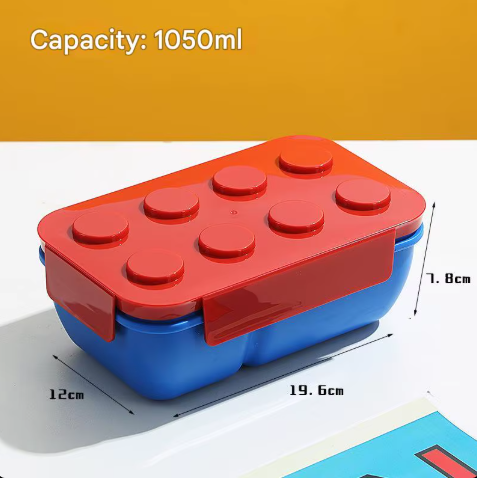 Cutie Alimentara Pranz, pentru copii, 1050 ml, cu pahar inclus, Albastru cu Capac Rosu [1]