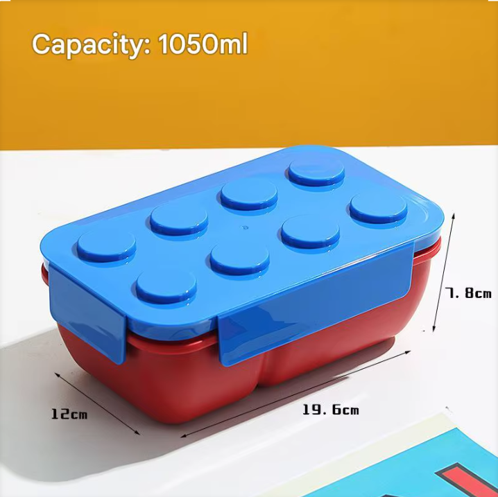 Cutie Alimentara Pranz, pentru copii,1050 ml, cu pahar inclus, Rosu cu Capac Albastru [1]